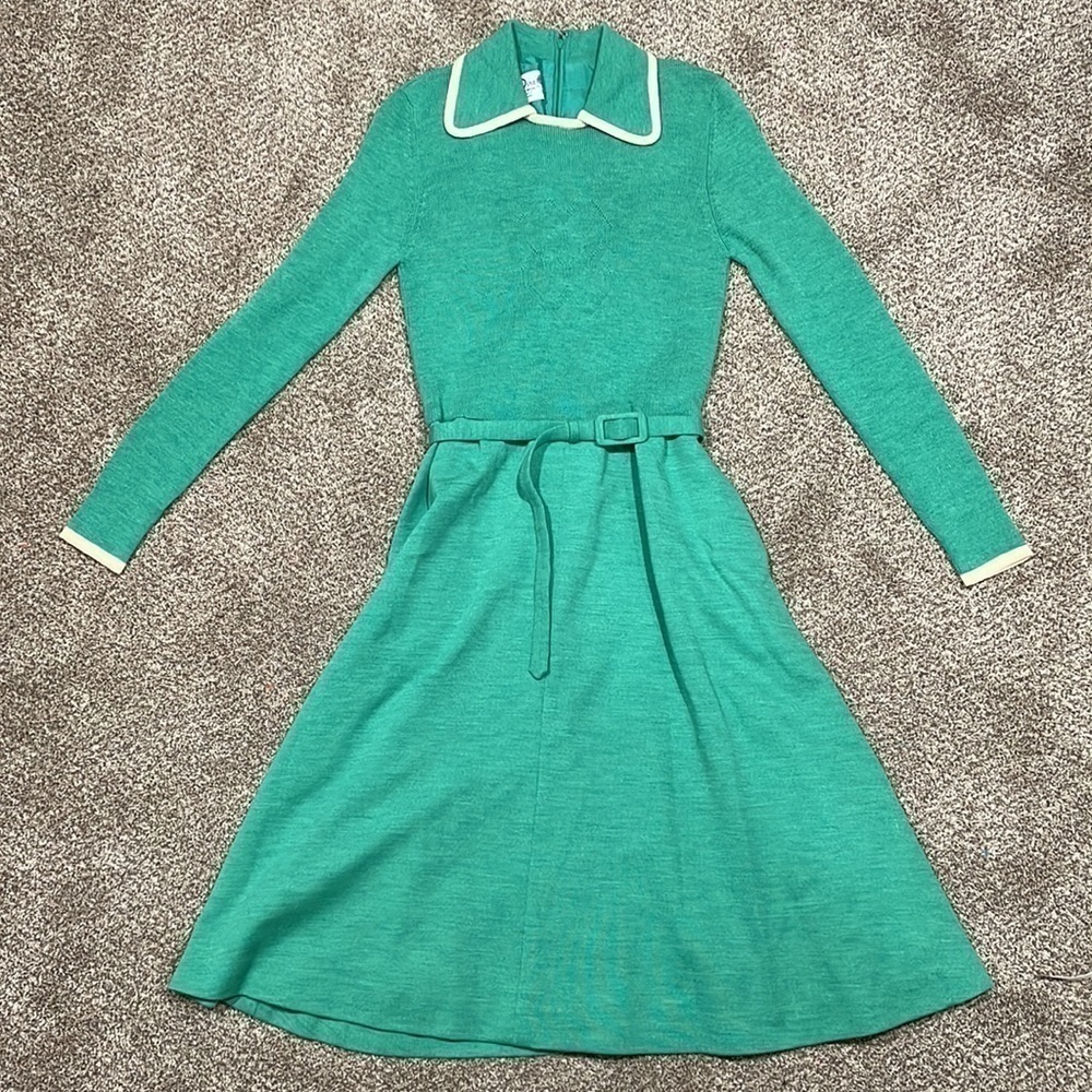 Vintage Wool Green Dress - Picture 11 of 11